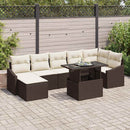 Havesofa Sæt med pude 8 pcs Brun og Creme polyrattan