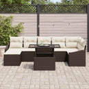 Havesofa Sæt med pude 8 pcs Brun og Creme polyrattan