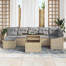 Havesofa Sæt med pude 8 pcs Beige og lys grå polyrattan