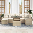 Havesofa Sæt med pude 8 pcs Beige og creme polyrattan