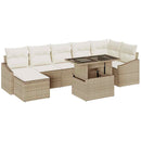 Havesofa Sæt med pude 8 pcs Beige og creme polyrattan