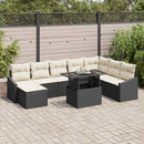 Sofa Sæt 9 stk. Sort og Cream polyrattan