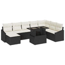 Sofa Sæt 9 stk. Sort og Cream polyrattan