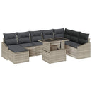 Sofa Sæt med pude med opbevaring 9 pcs Lysegrå polyrattan