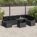 Sofa Sæt med pude med opbevaring 9 pcs Sort polyrattan