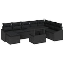 Sofa Sæt med pude med opbevaring 9 pcs Sort polyrattan