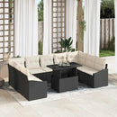 Sofa Sæt med pude 10 pcs Sort og Cream polyrattan