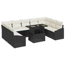 Sofa Sæt med pude 10 pcs Sort og Cream polyrattan