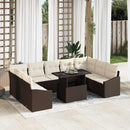 Sofa Sæt med pude 10 pcs Brun og Creme polyrattan