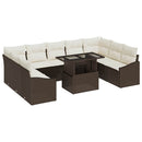 Sofa Sæt med pude 10 pcs Brun og Creme polyrattan