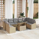 Sofa Sæt med pude 10 pcs Beige og lys grå polyrattan