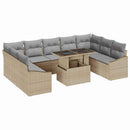 Sofa Sæt med pude 10 pcs Beige og lys grå polyrattan