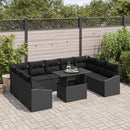 Sofa Sæt med pude 10 pcs Sort polyrattan