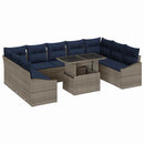 Sofa Sæt med pude 10 pcs Sort og Blå polyrattan