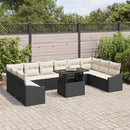 Sofa Sæt med pude 11 pcs Sort og Cream polyrattan