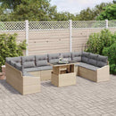 Sofa Sæt med pude 11 pcs Beige og lys grå polyrattan