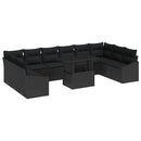 Sofa Sæt med pude 11 pcs Sort polyrattan