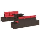 Sofa Sæt med pude 7 pcs Brun og Rød polyrattan