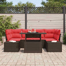 Sofa Sæt med pude 7 pcs Brun og Rød polyrattan