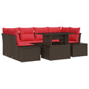 Sofa Sæt med pude 7 pcs Brun og Rød polyrattan