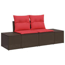 Sofa Sæt med pude 7 pcs Brun og Rød polyrattan