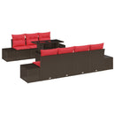 Sofa Sæt med pude 8 pcs Brun og Rød polyrattan