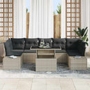 Sofa Sæt med pude 8 pcs Lysegrå polyrattan