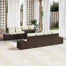 Havesofa Sæt med pude 9 pcs Brun og Creme polyrattan