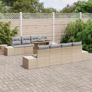 Havesofa Sæt med pude 9 pcs Beige og lys grå polyrattan