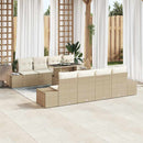 Havesofa Sæt med pude 9 pcs Beige og creme polyrattan