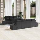 Havesofa Sæt med pude 9 pcs Sort polyrattan
