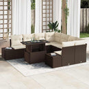 Havesofa Sæt med pude 9 pcs Brun og Creme polyrattan