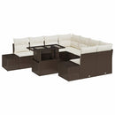 Havesofa Sæt med pude 9 pcs Brun og Creme polyrattan