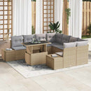 Havesofa Sæt med pude 9 pcs Beige og lys grå polyrattan