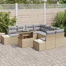 Havesofa Sæt med pude 9 pcs Beige og lys grå polyrattan