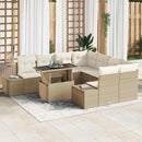 Havesofa Sæt med pude 9 pcs Beige og creme polyrattan