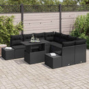 Havesofa Sæt med pude 9 pcs Sort polyrattan