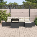 Havesofa Sæt med pude 6 pcs Sort og Cream polyrattan