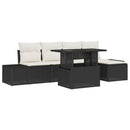Havesofa Sæt med pude 6 pcs Sort og Cream polyrattan