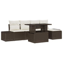 Havesofa Sæt med pude 6 pcs Brun og Creme polyrattan