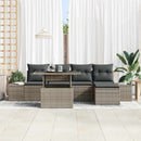 Havesofa Sæt med pude med opbevaring 6 pcs Grå polyrattan