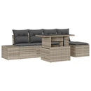 Havesofa Sæt med pude med opbevaring 6 pcs Lysegrå polyrattan