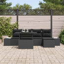 Havesofa Sæt med pude med opbevaring 6 pcs Sort polyrattan