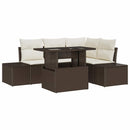 Havesofa Sæt med pude 5 pcs Brun og Creme polyrattan