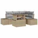 Havesofa Sæt 5 stk. Beige og lys grå polyrattan