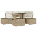 Havesofa Sæt 5 stk. Beige og creme polyrattan