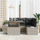 Havesofa Sæt med pude 5 pcs Lysegrå polyrattan
