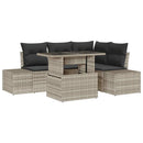 Havesofa Sæt med pude 5 pcs Lysegrå polyrattan