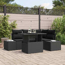 Havesofa Sæt med pude 5 pcs Sort polyrattan
