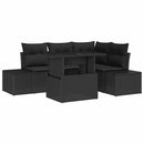 Havesofa Sæt med pude 5 pcs Sort polyrattan